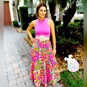Color maxi skirt